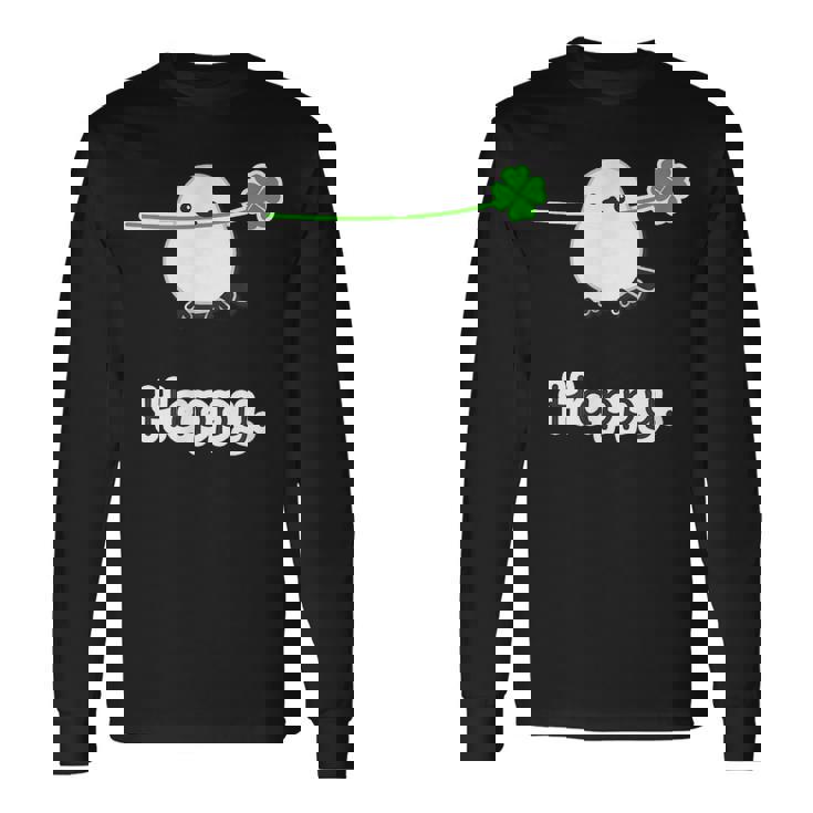 シマエナガ『四つ葉のクローバー』白い鳥【どうぶつフレンズ】動物 ゆるくて かわいい キャラクター イラスト 長袖Tシャツ ギフトのアイデア