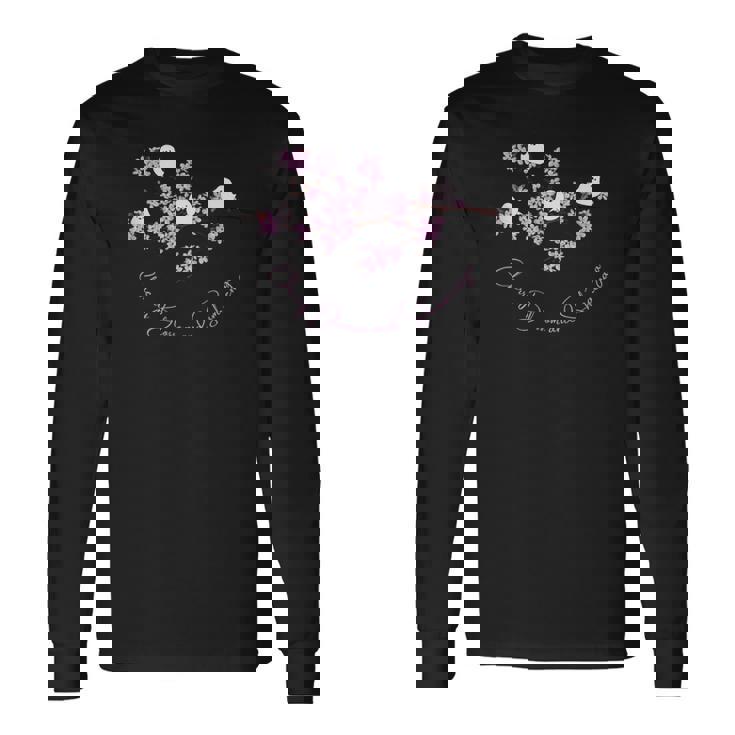 シマエナガと桜の木 シマエナガと桜の花 満開の桜 日本の美しい風景 また冬に会おうね 長袖Tシャツ ギフトのアイデア