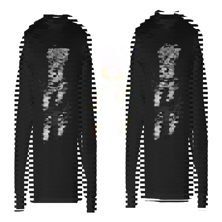 シュナウザー犬のポケットパピーギフト 長袖Tシャツ