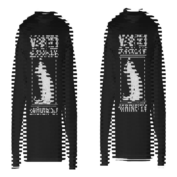 シュレディンガーの猫 指名手配の猫 死んで生きている 物理学 物理学者 長袖Tシャツ