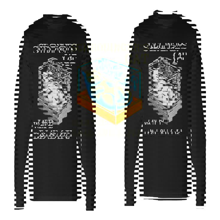 シュレディンガーの猫指名手配教授 科学物理教師 長袖Tシャツ