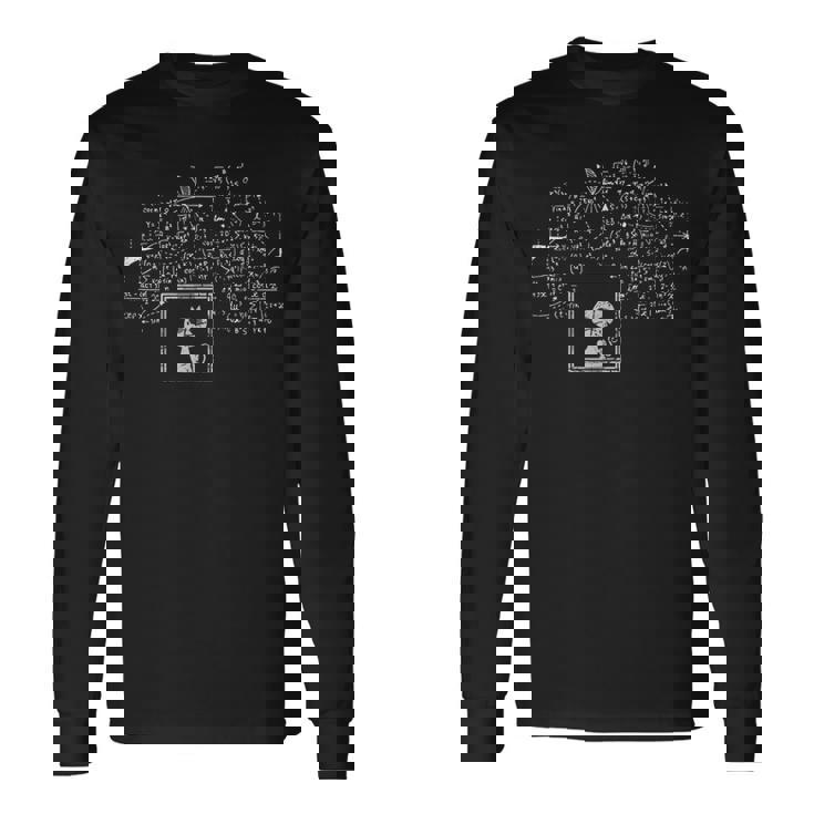 シュレディンガーの箱に入った猫 量子物理学者 理科 長袖Tシャツ