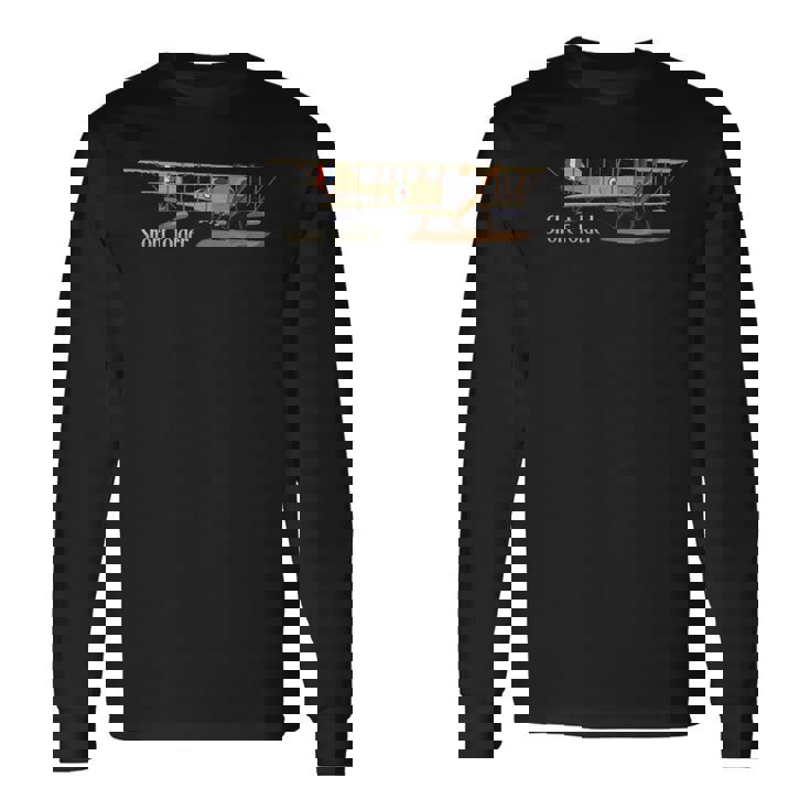 ショートフォルダー イギリス Ww1 複葉機 水上機 ボンバー図 長袖Tシャツ