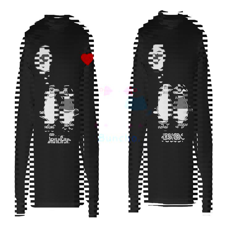 シロブンチョウ & サクラブンチョウ さん『ハート』フキダシ 白文鳥 桜文鳥【どうぶつフレンズ】動物 イラスト 長袖Tシャツ