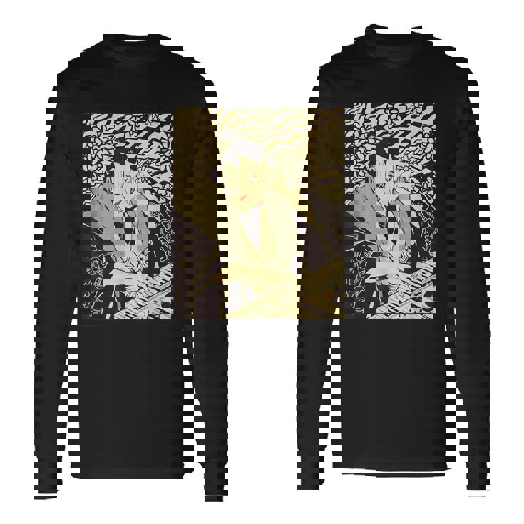 シンセサイザー テクノ 音楽 面白い サムライ シンセサイザー 長袖Tシャツ