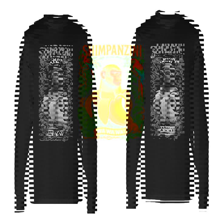 シンパンジーニ バナニーニ イタリアンブレイン チンパンジーとバナナ 長袖Tシャツ