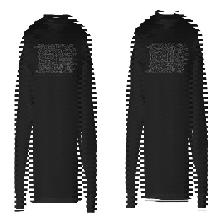 シンボル ハカカルチャー マオリマスク トライバル柄 長袖Tシャツ