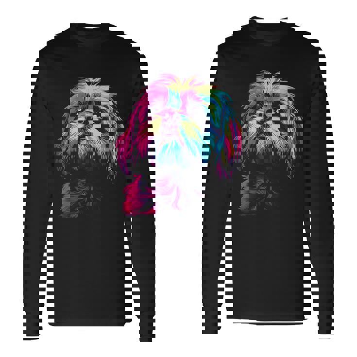 シーズー グラフィック ペット イラスト 犬 シーズー 長袖Tシャツ