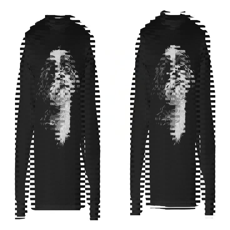 シーズー 犬 モチーフ ペット イラスト シーズー 長袖Tシャツ