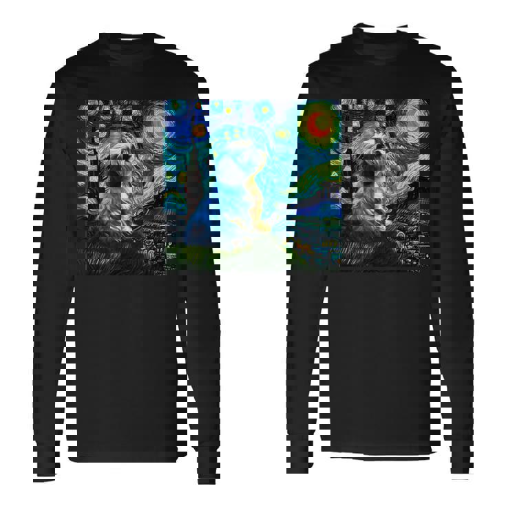 シーズー 面白いtシャツ 犬 ゴッホ 星月夜 かわいい メンズ 子供 おもしろ 服 グッズ ネタ 長袖Tシャツ ギフトのアイデア