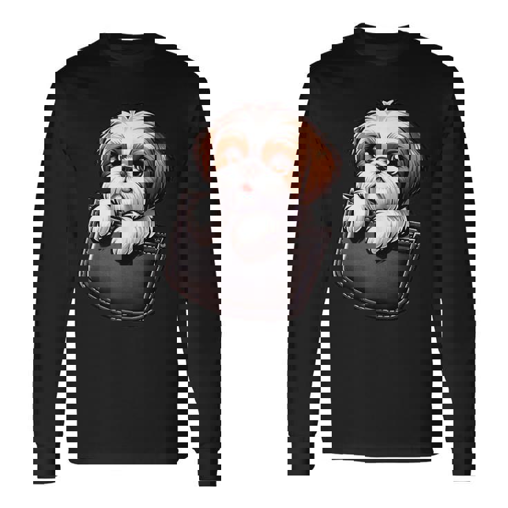 シーズーインポケット シーズー犬好き 長袖Tシャツ