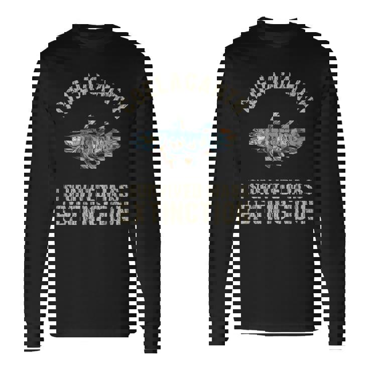 シーラカンス深層水化石絶滅サバイバーシーラカンス。 長袖Tシャツ