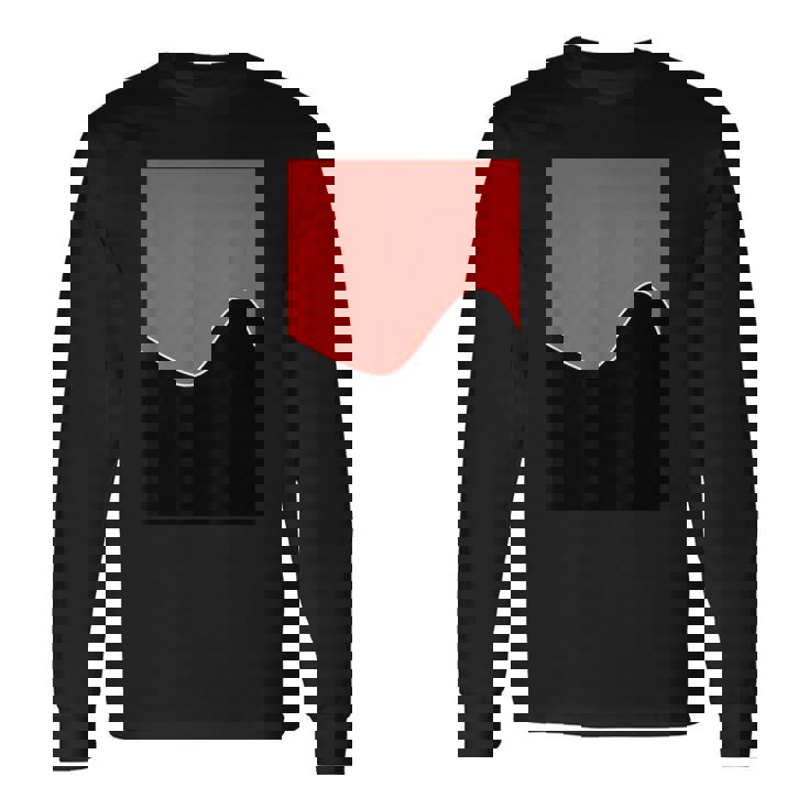 ジオメトリック ツートーン ウェーブ パターン カーミン ピンクとブラック 長袖Tシャツ