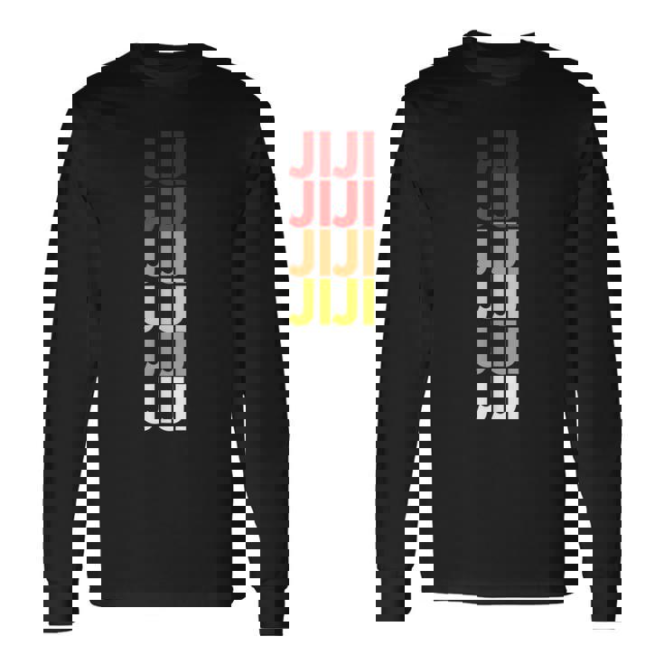 ジジのおじいちゃんが日本語でジジにちなんだカラフルな名前 長袖Tシャツ