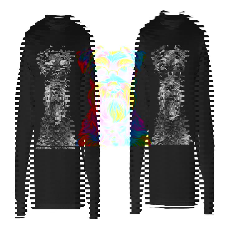 ジャイアントシュナウザー愛好家 ポップアート 面白い ジャイアントシュナウザー 犬 長袖Tシャツ