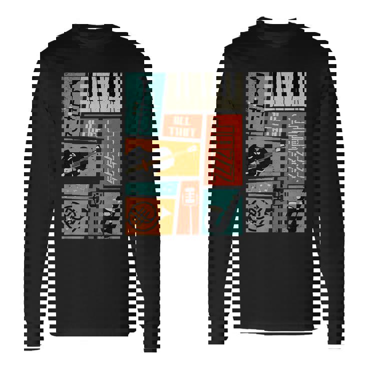 ジャズ音楽-レトロヴィンテージピアノジャズ 長袖Tシャツ