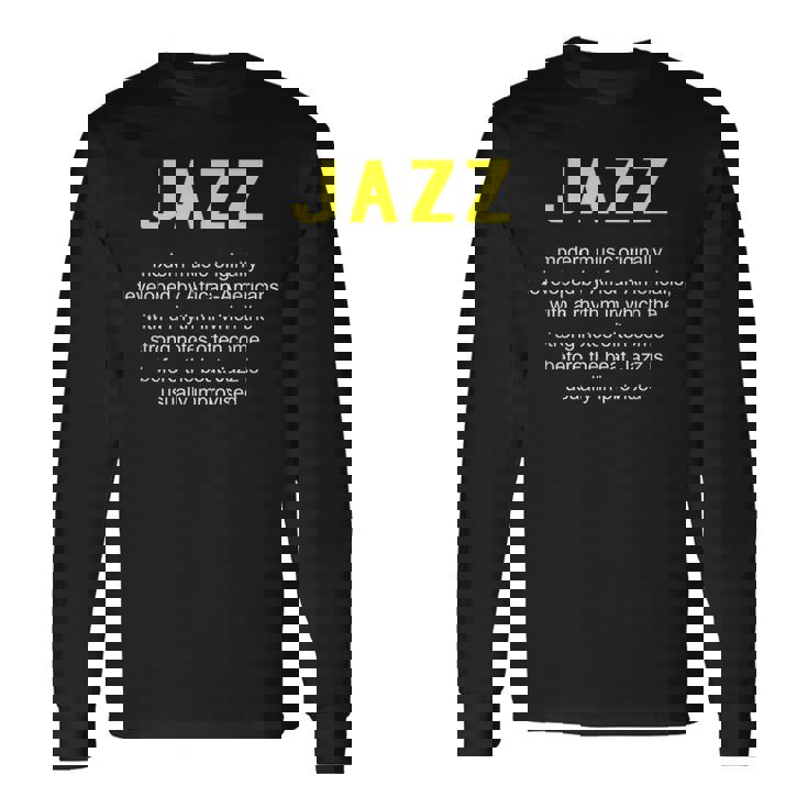 ジャズ音楽辞書の定義面白いジャズミュージシャンヴィンテージ Jazz 長袖Tシャツ