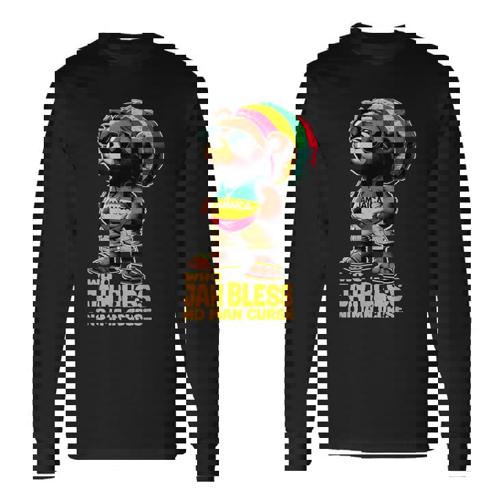 ジャマイカ かわいいラスタ テディベア ジャー ブレス レゲエ ルーツ 長袖Tシャツ