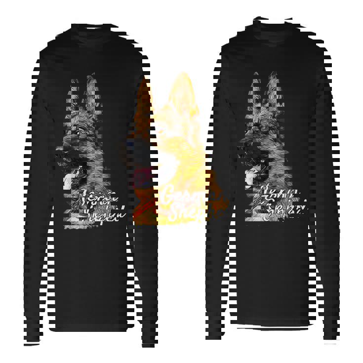 ジャーマンシェパード犬 愛国的なジャーマンシェパード警察犬 長袖Tシャツ