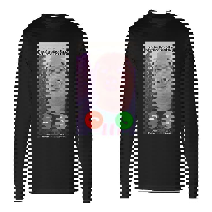 ジョン・ポークがファニー・アンサー・コール・フォンをかけている 長袖Tシャツ