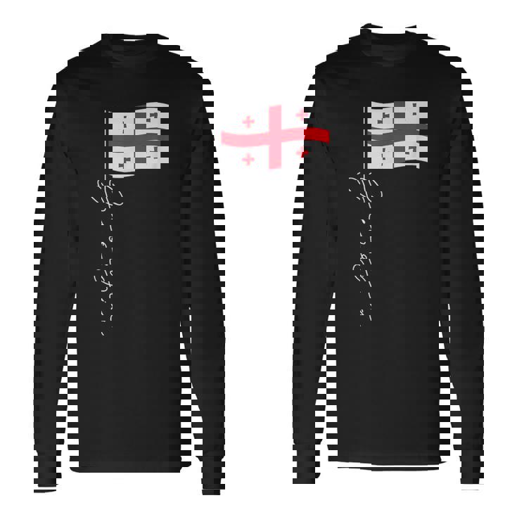 ジョージア シグネチャー フラッグ ポール エレガント 愛国的 ジョージア国旗 長袖Tシャツ