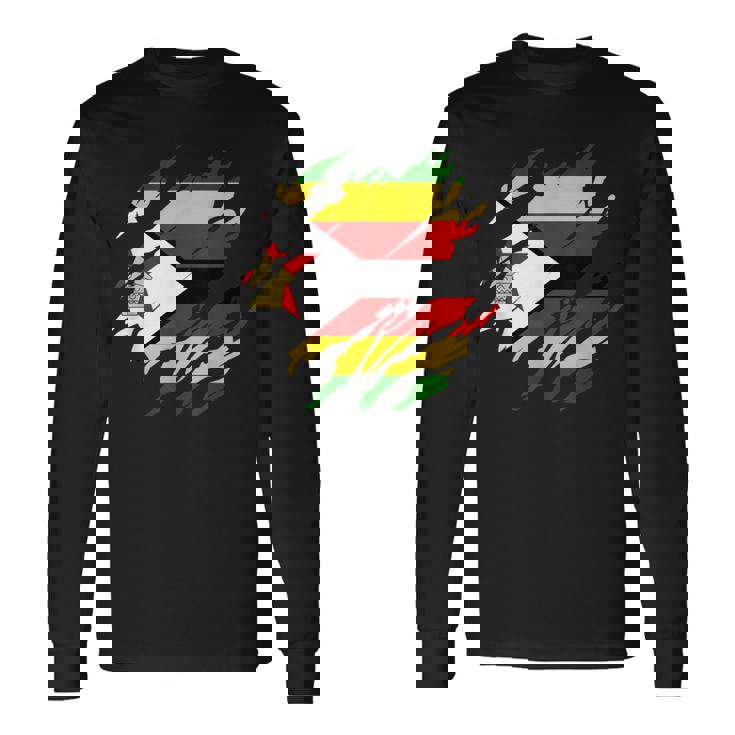 ジンバブエの旗ジンバブエ 長袖Tシャツ ギフトのアイデア