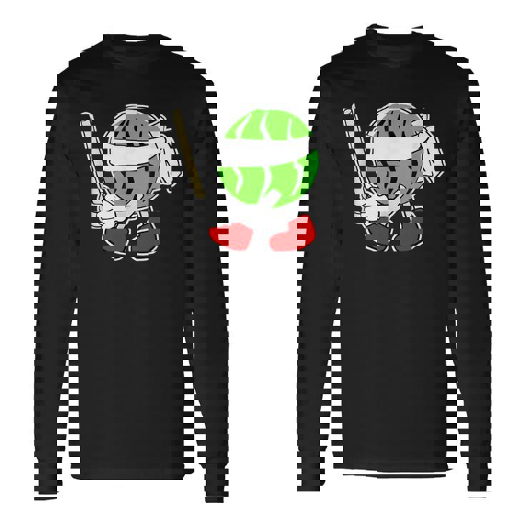 スイカ割り・夏 西瓜わり（すいかくん）【サマータイム】リゾート・夏 大好き／面白 イラスト 長袖Tシャツ