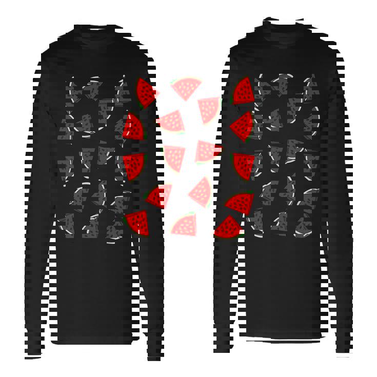 スイカ柄 夏 フルーツ 恋人 フルーツ スライス 種 長袖Tシャツ