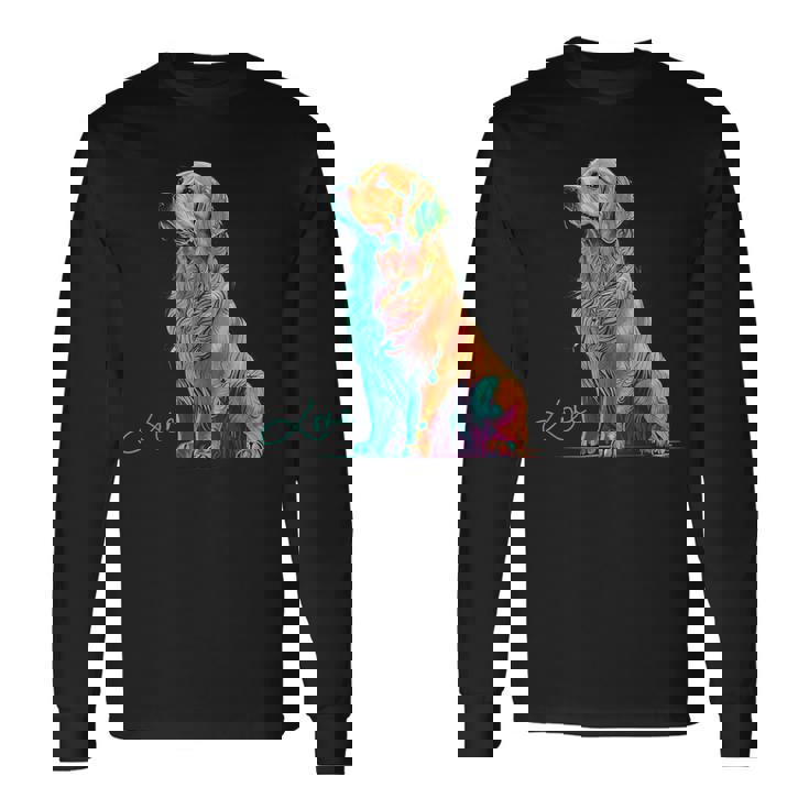 スウォッシュを持つゴールデンレトリバー、ゴールデンレトリバードッグ 長袖Tシャツ