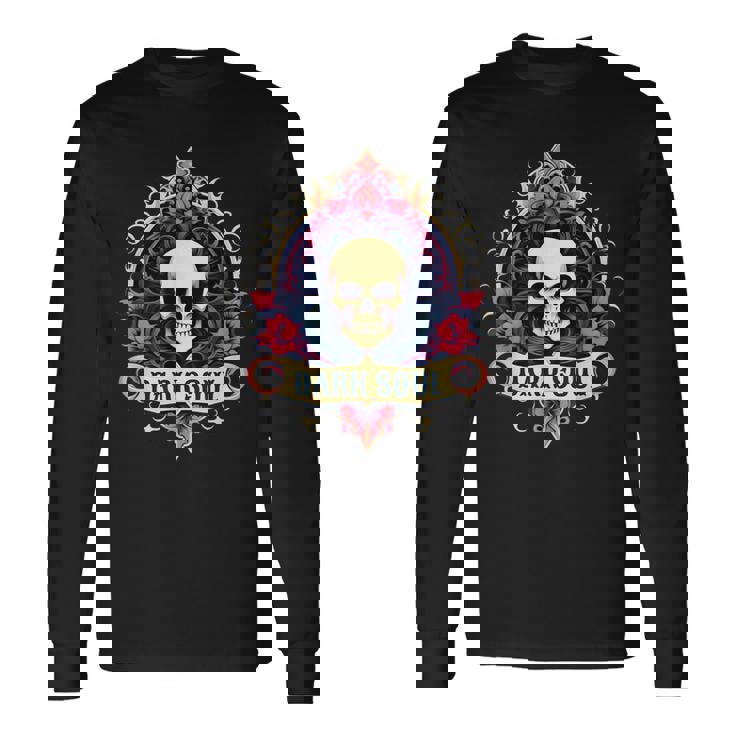 スカル ゴシック ダーク バナー ソウルフラワー エステティック スカル ゴス 長袖Tシャツ