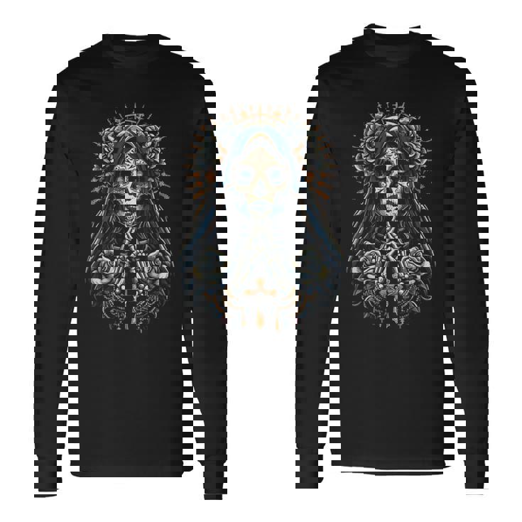 スカル サンタ ムエルテ クリスチャン 長袖Tシャツ