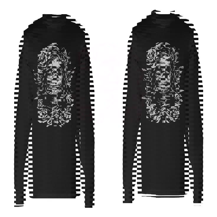 スカル サンタ ムエルテ 死神 長袖Tシャツ