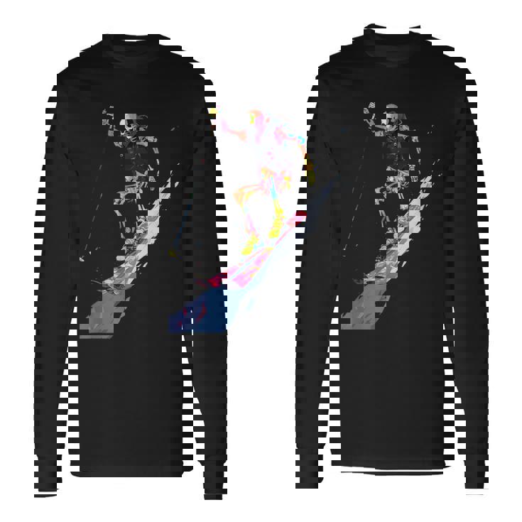 スキー スケルトン スキーヤー ダウンヒル 雪 冬 スキー 長袖Tシャツ