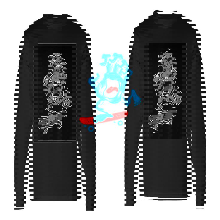 スクリーミング スケートボードハンド 長袖Tシャツ ギフトのアイデア