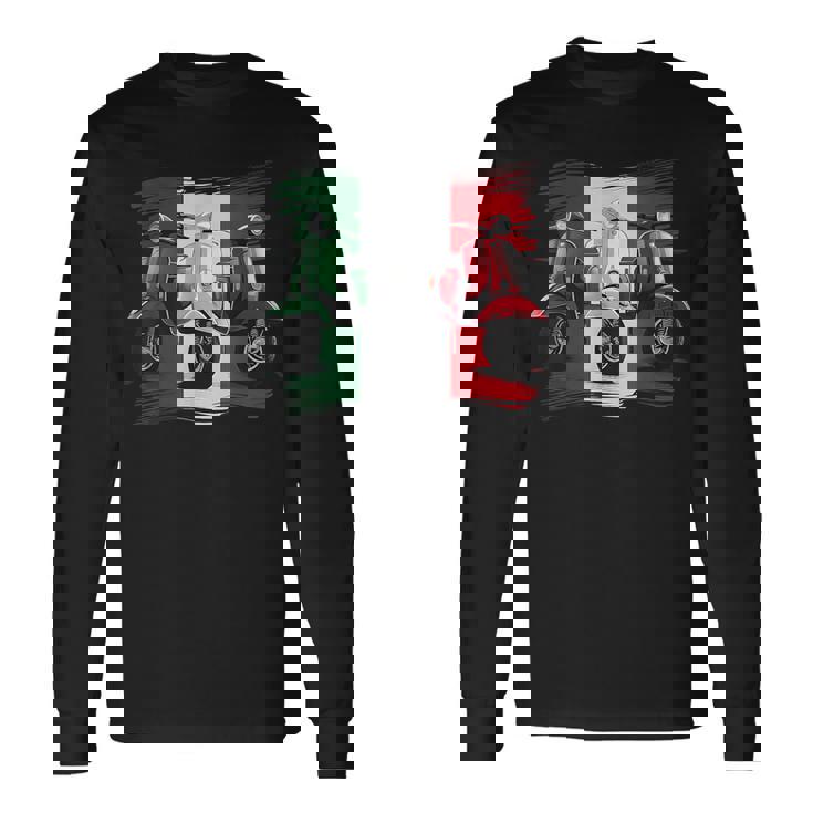 スクーター バイク バイク スクート イタリア国旗 原付スクーター 長袖Tシャツ