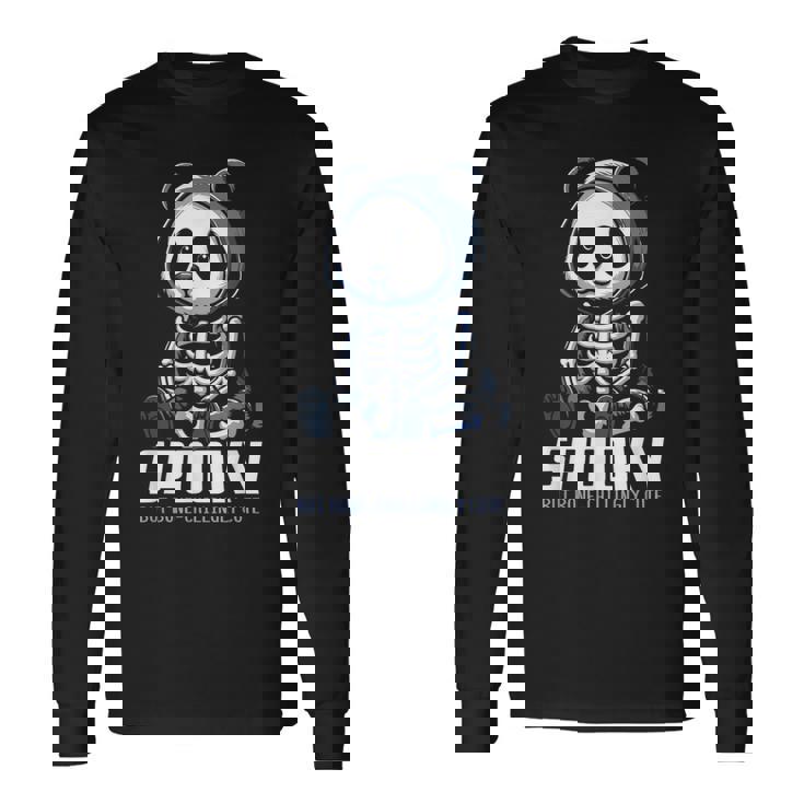 スケルトンパンダ 不気味なパンダベア 長袖Tシャツ ギフトのアイデア