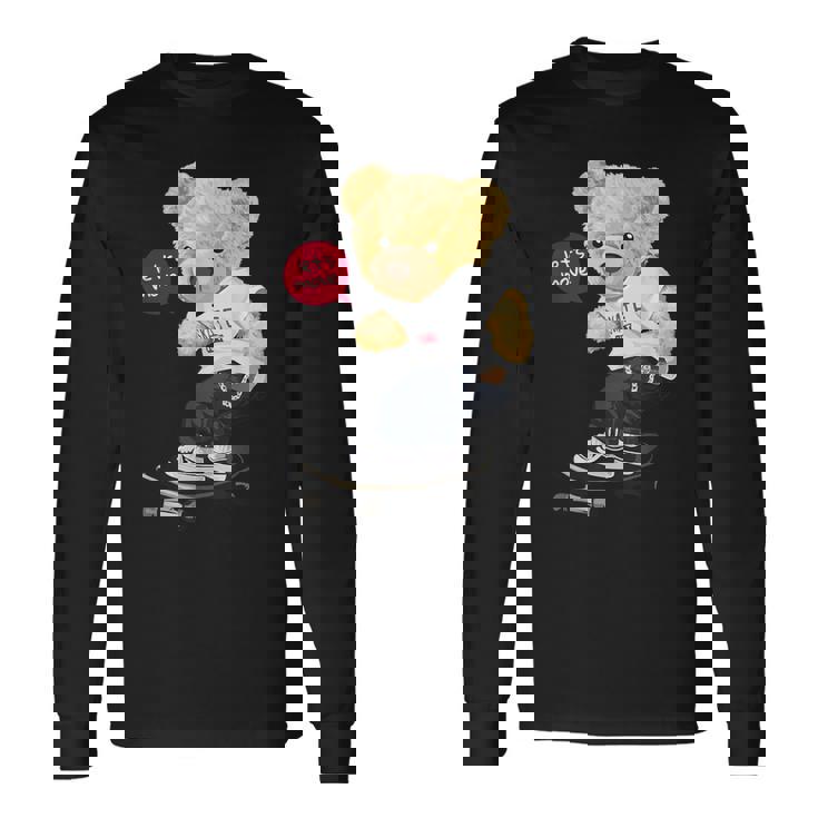 スケートボーダー クマ 長袖Tシャツ
