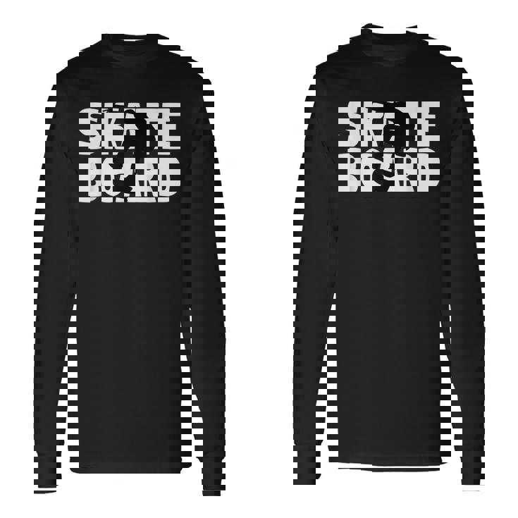 スケートボーダーへのギフト スケートボード シルエット 長袖Tシャツ