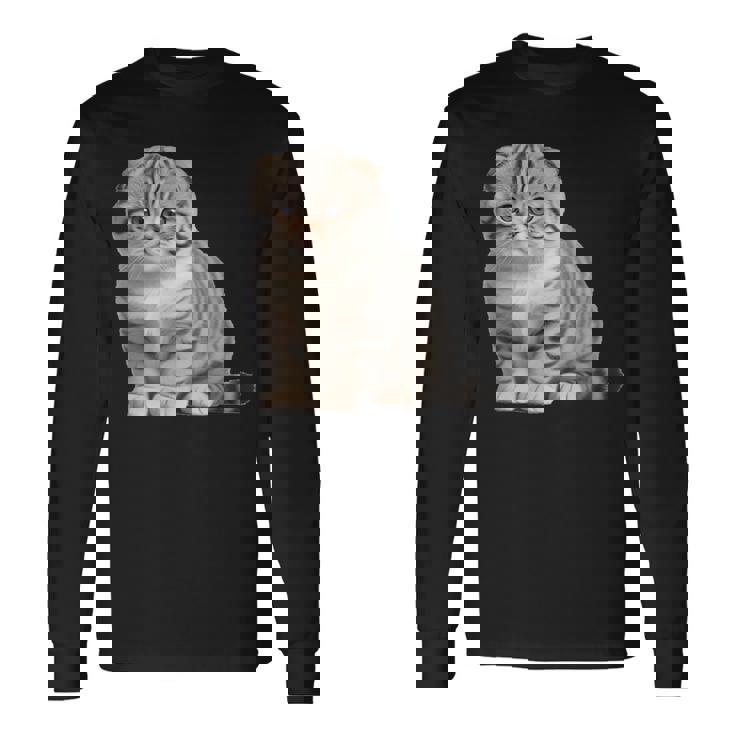 スコティッシュフォールド シンプルデザイン 長袖Tシャツ