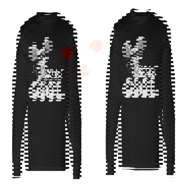 ステイ クール オーサム マウス ウェアリング サングラス 動物 ネズミ 長袖Tシャツ