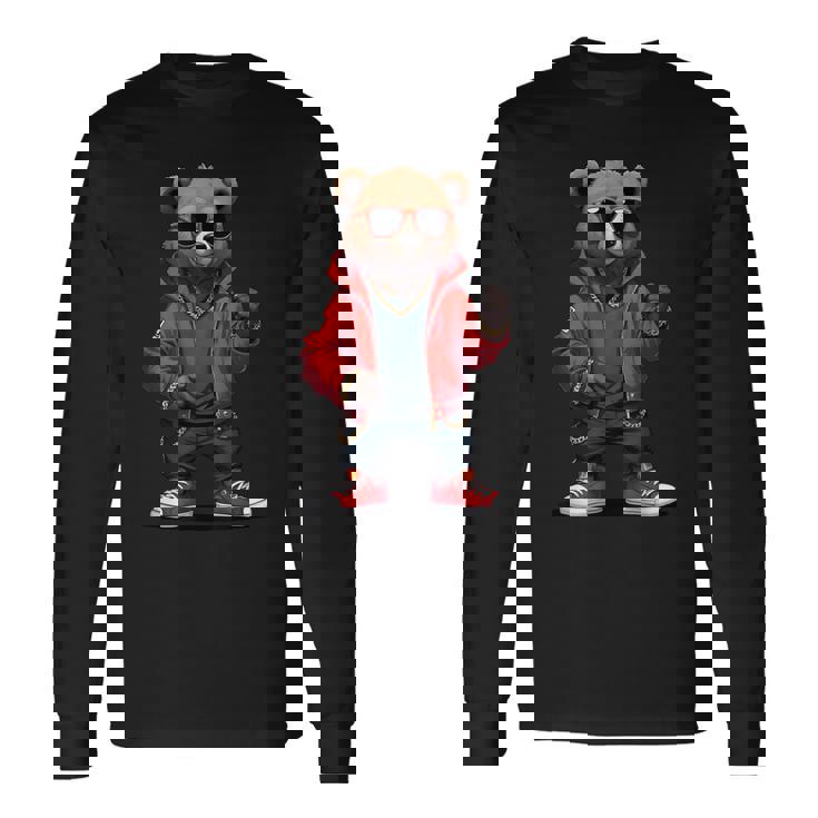 ストリートウェア ヒップホップ ラップ ラッパー ベア クール アーバン グラフィック 長袖Tシャツ