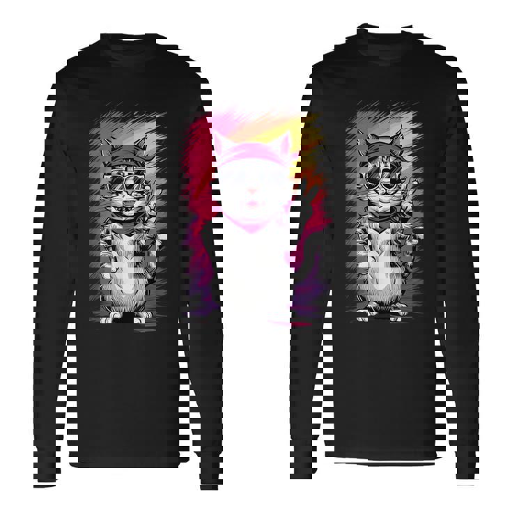 ストリートスタイル 猫 グラフィティ アート ストリートアート 長袖Tシャツ ギフトのアイデア