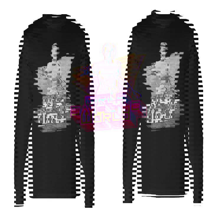 ストレンジャー・シングス イレブン シンセウェーブ ガールズ セーブ ワールド レトロ 80年代 長袖Tシャツ