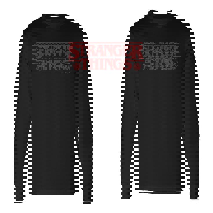 ストレンジャー・シングス クリスマスロゴ アグリークリスマス スノーフレーク柄 長袖Tシャツ