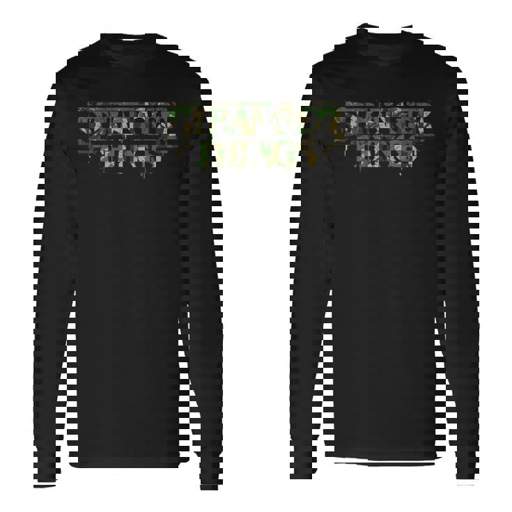 ストレンジャー・シングス ロゴ 迷彩 デモゴルゴン アンティーク調 逆さま 長袖Tシャツ