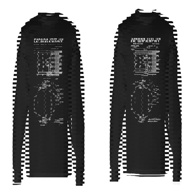 スネアドラム特許プリント 1939年 ビンテージ特許ミュージックアート 長袖Tシャツ ギフトのアイデア