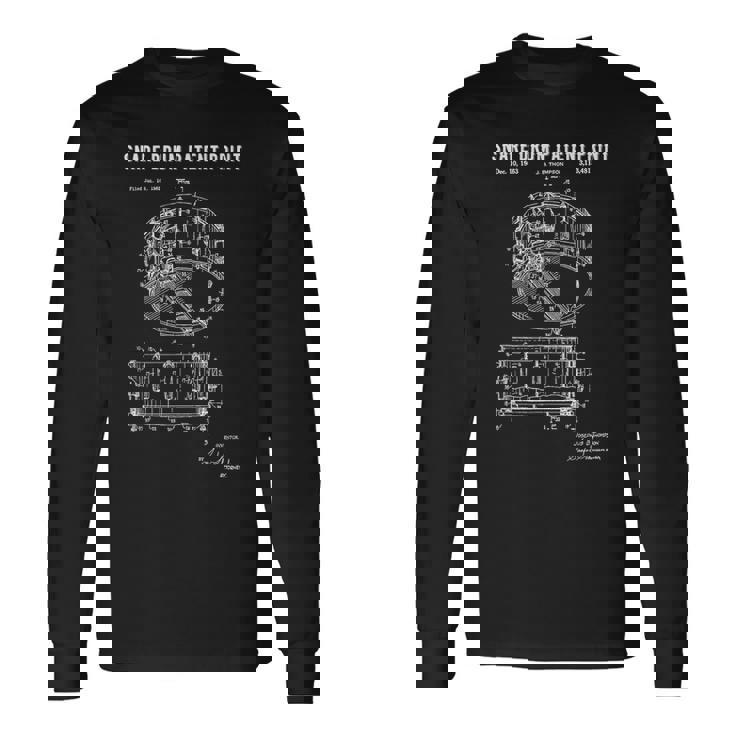 スネアドラム特許プリント 1963年 ビンテージ特許ミュージックアート 長袖Tシャツ