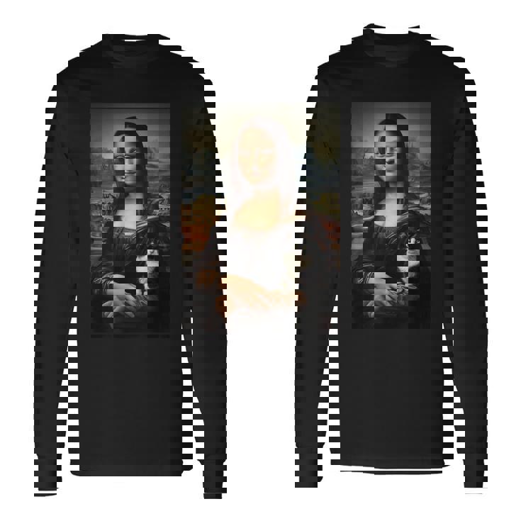 スノーシュー 猫 モナリザ 絵画 アート ママ お父さん 長袖Tシャツ