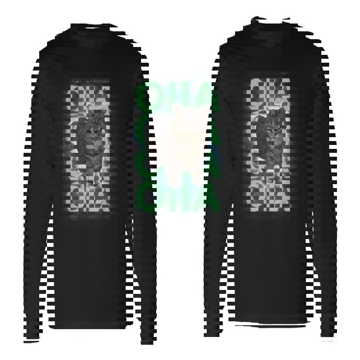 スピニングキャットミーム Oiiaoiia Uiia 猫 ブレインロットミーム 長袖Tシャツ