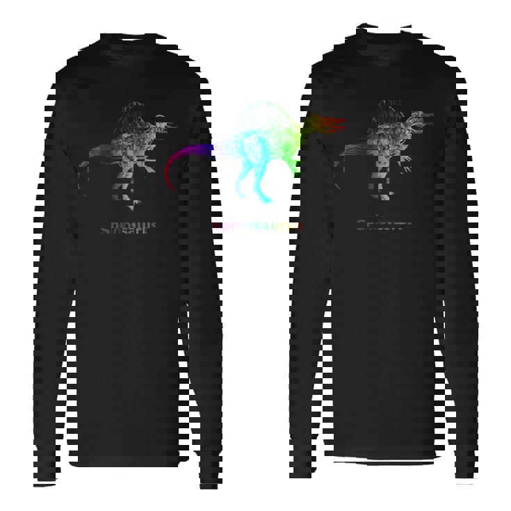 スピノサウルス 恐竜 レインボー スケルトン 長袖Tシャツ